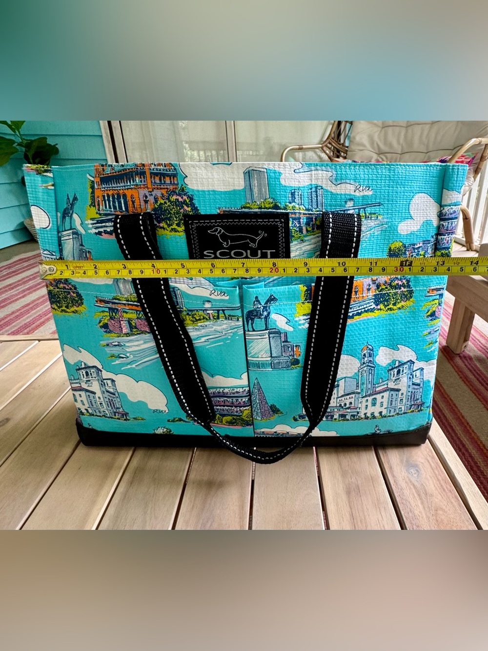 SCOUT RVA Richmond Virginia Landmark Pocket Tote Bag Zip Top Turquoise - Picture 9 of 16
